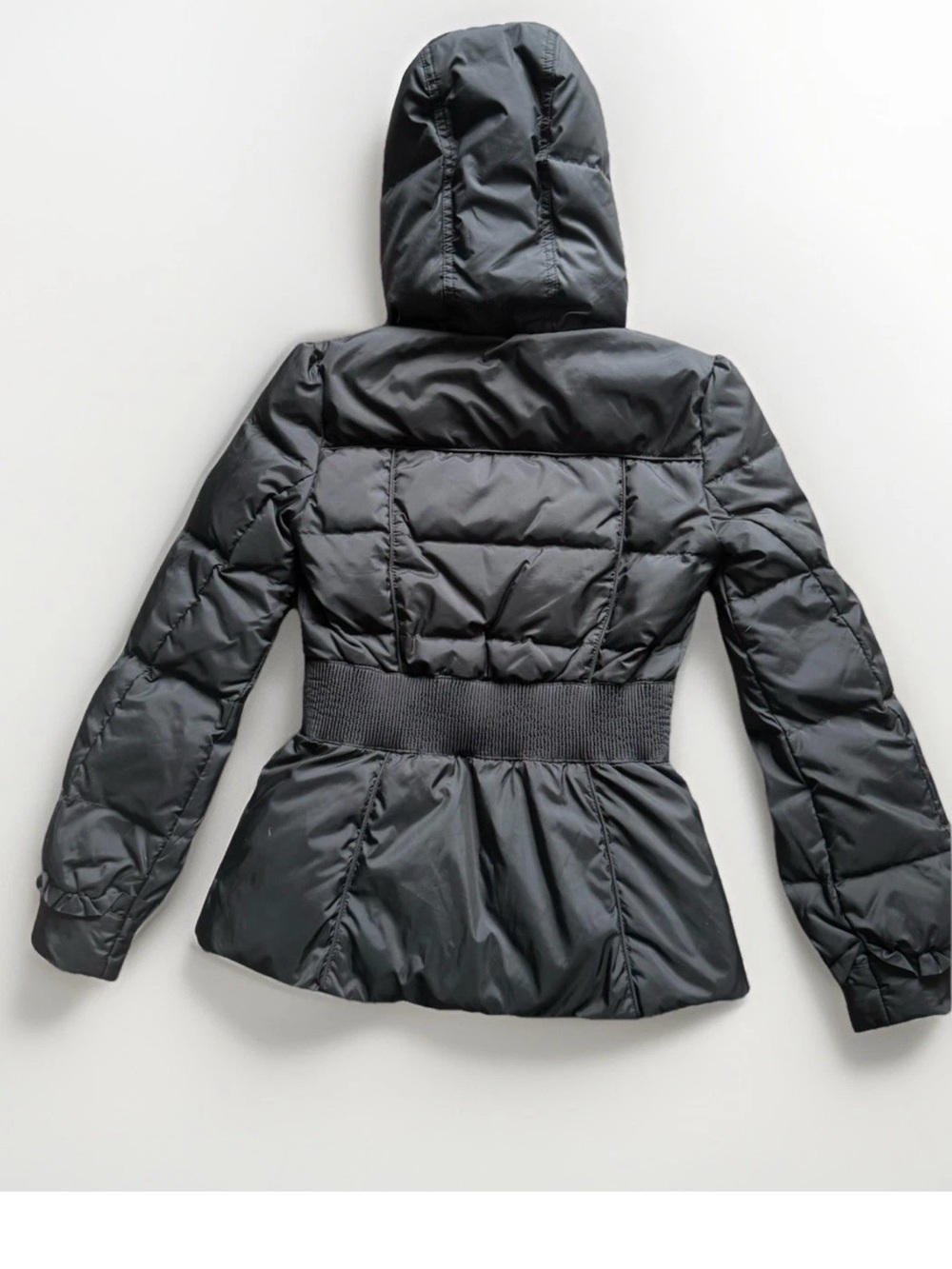 Juicy Couture Women’s XS Petite Black Hooded Cinch-Waist Down Puffer Jacket EUC - Picture 2 of 10